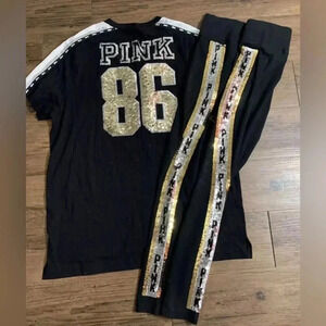 PINK VS BLING  86 TSHIRT/ YOGA LEGGINGS OUTFIT SET LARGE